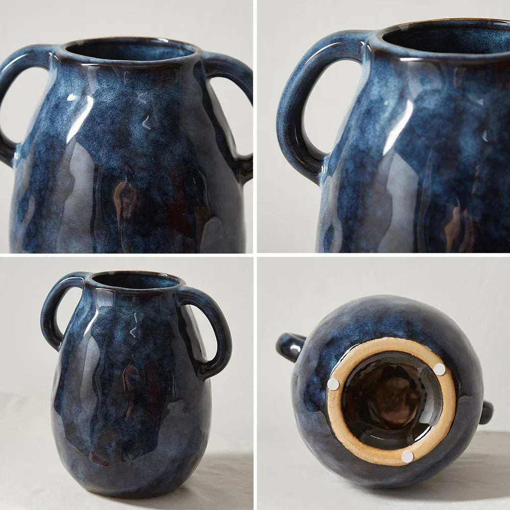 ディープブルー・セラミックフラワーベース